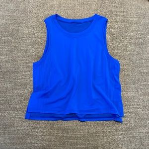 Blue Lululemon high neck tank top